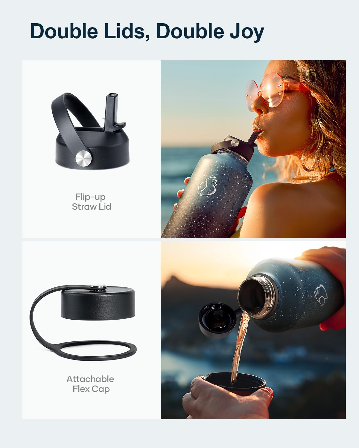 BUZIO 64oz Insulated Water Bottle with Straw Lid  Half Gallon Double Wall Food-Grade Stainless Steel Water Bottle with Carrying Pouch  Wide Mouth BPA-Free Sweat-Proof Sports Water Flask  Keep Hot Cold